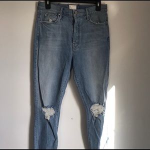 Miranda X MOTHER Easy Does It Distressed Jeans 29